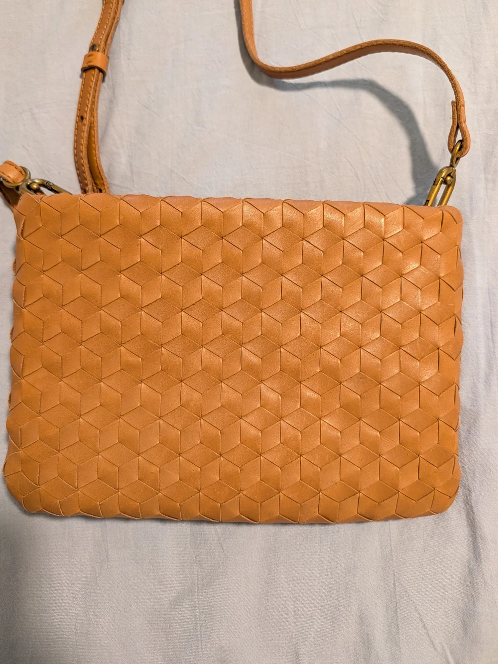 Women's Tan Woven Crossbody Bag